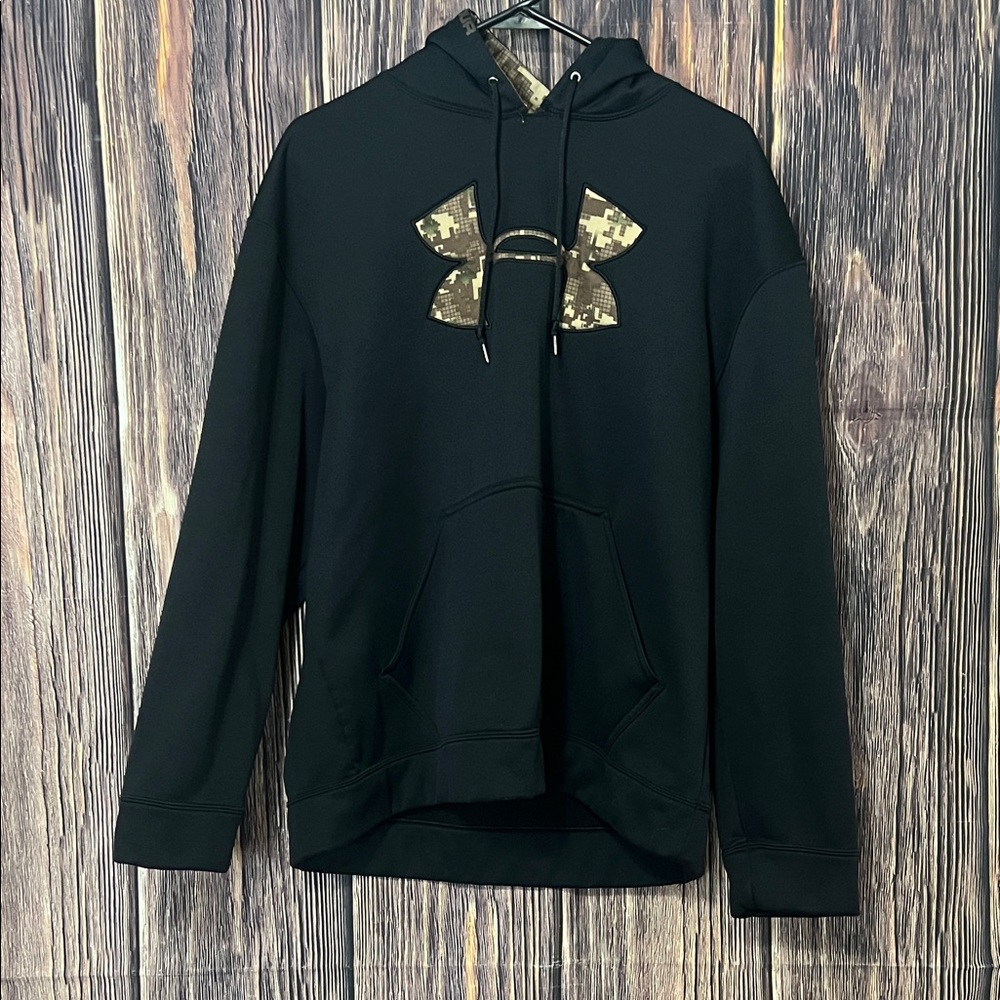 Under Armour Black Hoodie with Digital Camo Logo